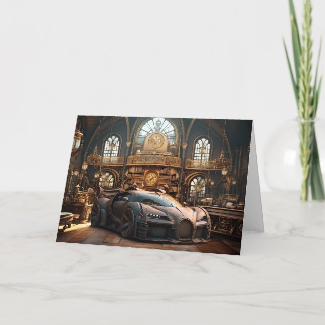 Tarjeta de nota en blanco para Steampunk Super Car (Anverso)