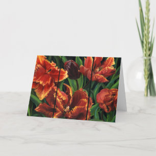 Tarjeta de nota en blanco "Parrot Tulips Triptych"