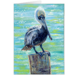 Tarjeta de nota en blanco "Pelican on a Pole"
