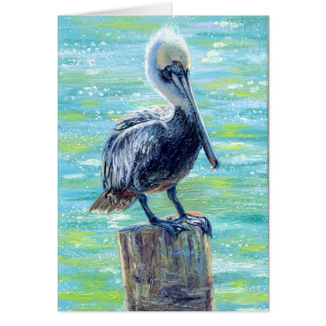 Tarjeta de nota en blanco "Pelican on a Pole" (Frente)
