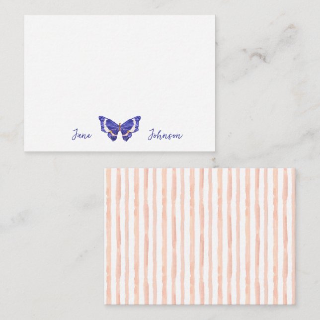 Tarjeta de nota en blanco personalizada - mariposa (Anverso / Reverso)