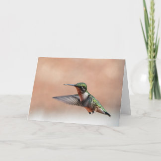 Tarjeta de nota en blanco Ruby Throated Hummingbir