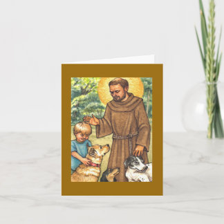 tarjeta de nota en blanco St Francis y perros