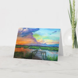 Tarjeta de nota en blanco "Sunset at Lady Lake"