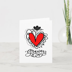 Tarjeta de nota en español Gracias (de todo Corazó