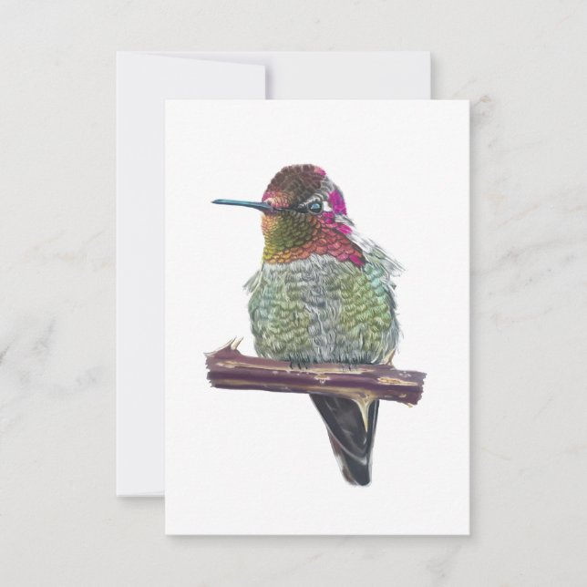 Tarjeta de nota estilo postal de Anna's Hummingbir (Anverso)