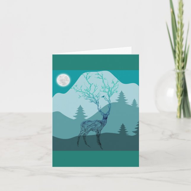 Tarjeta de nota Fantasy Deer Blank (Anverso)