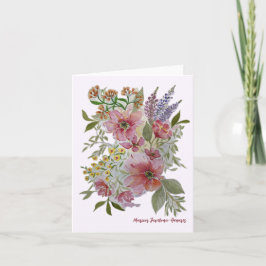 Tarjeta de nota/felicitación de ramo floral rojo