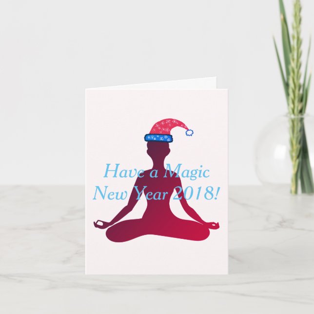 Tarjeta de nota Feliz Año Nuevo Yoga (Anverso)