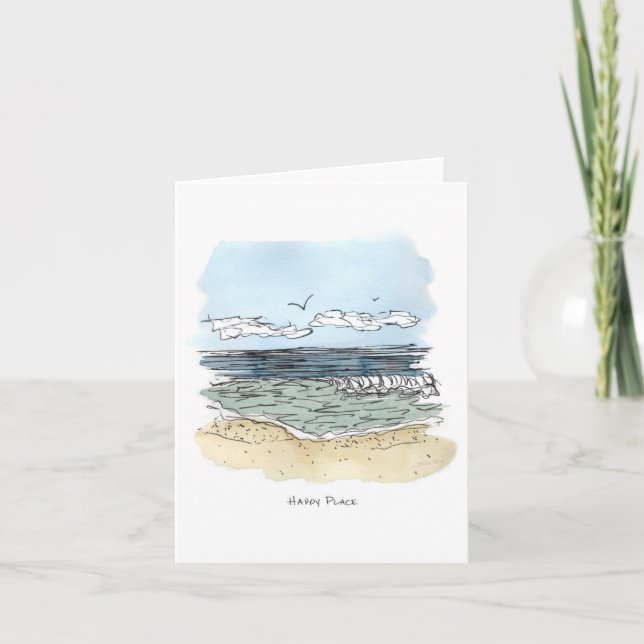 Tarjeta de nota feliz del lugar de la playa (Anverso)