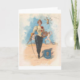 Tarjeta de nota femenina del cercador del vintage