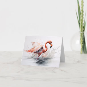 Tarjeta De Nota Flamingo In Water Splash