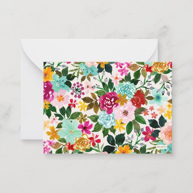 Tarjeta de nota floral alegre de JEAN (Anverso)