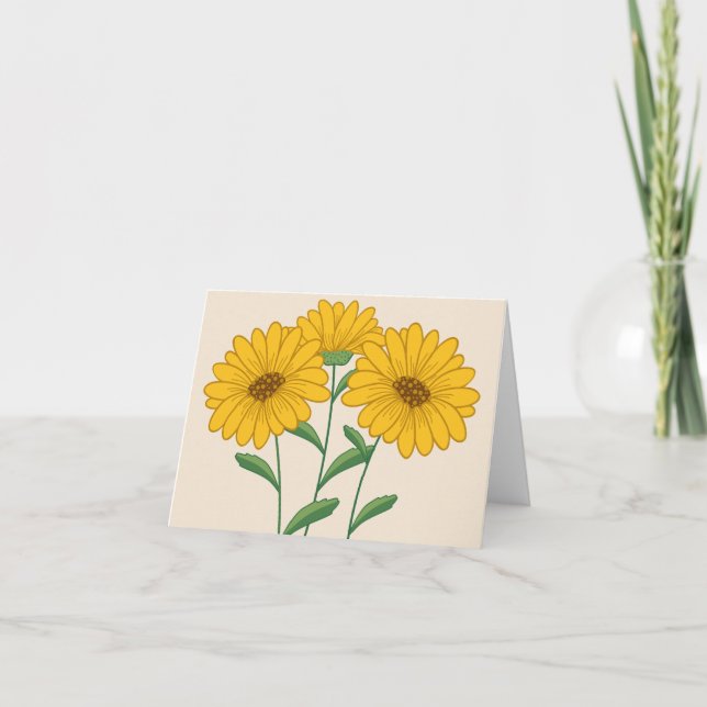 Tarjeta de nota floral amarilla Sunflower Blank (Anverso)