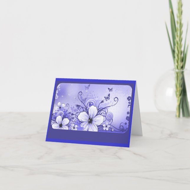 Tarjeta de nota floral azul de Azure (Anverso)