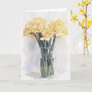 Tarjeta de nota floral con jarrón de flores de nar
