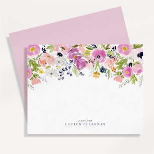 Tarjeta de nota floral de acuarela