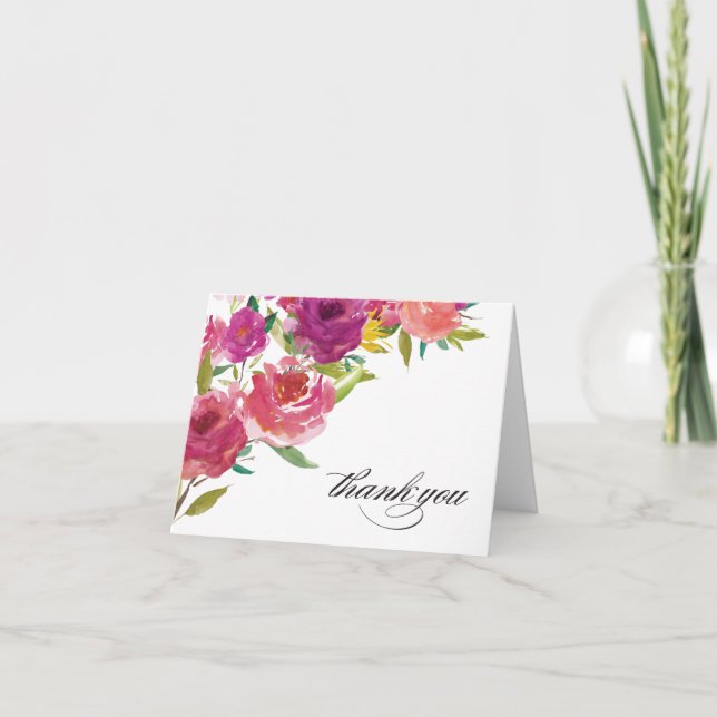 Tarjeta de nota Floral de acuarela audaz (Anverso)