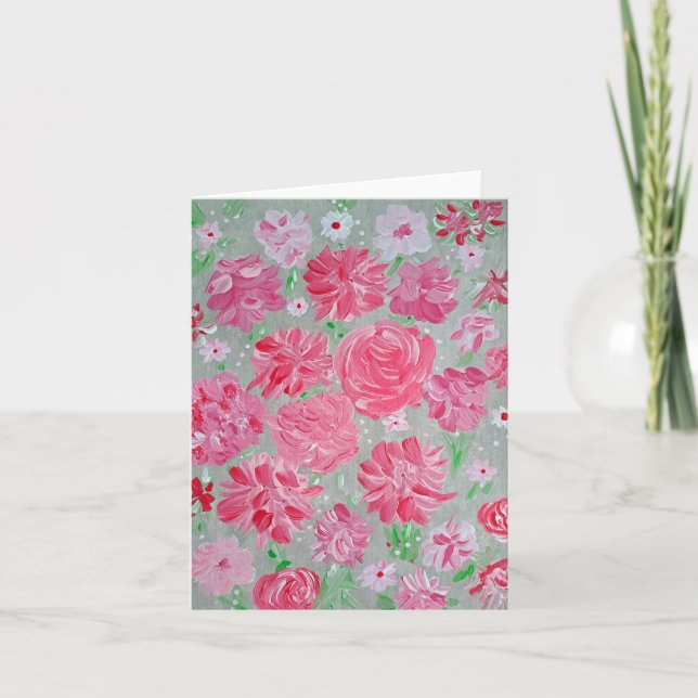 Tarjeta de nota floral de amor en flor (Anverso)
