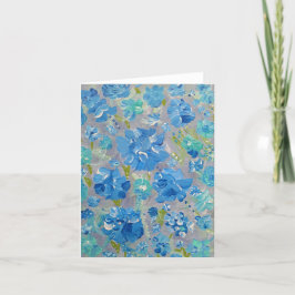 Tarjeta de nota floral de celebración azul