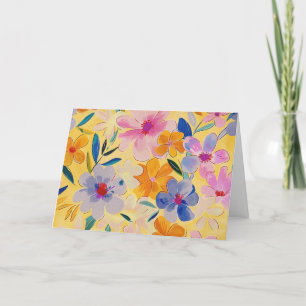 Tarjeta de nota floral de color de agua pastel de
