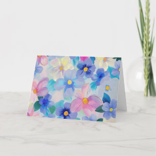 Tarjeta de nota floral de color de agua pastel de 