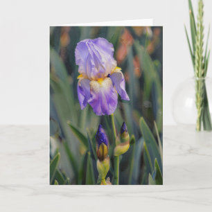 Tarjeta de nota floral de flor de lirio púrpura