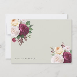 Tarjeta de nota floral de flores vintage
