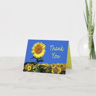 Tarjeta de nota floral de girasol amarillo gracias