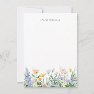 Tarjeta de nota floral de jardín con nombre person