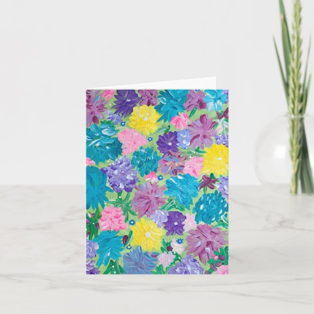 Tarjeta de nota floral de niebla verde (Anverso)