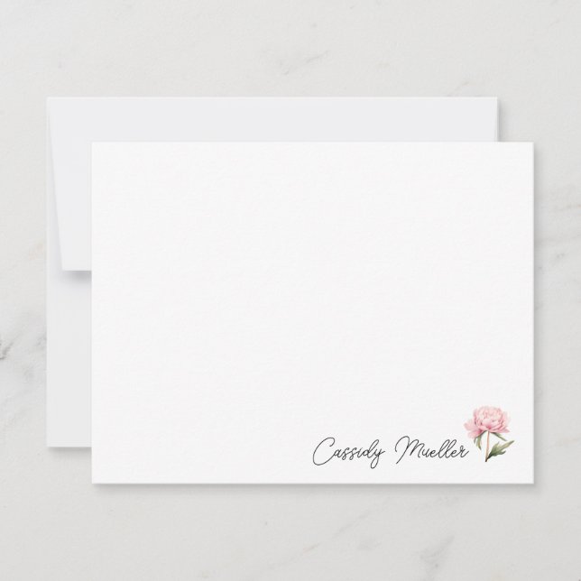 Tarjeta de nota floral de peonía (Anverso)