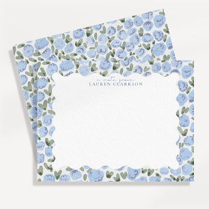 Tarjeta de nota floral de prado de verano azul