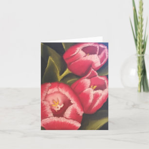 tarjeta de nota floral de tulipán rojo