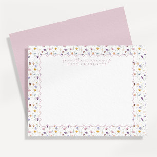 Tarjeta de nota floral diminuta con borde ondulado