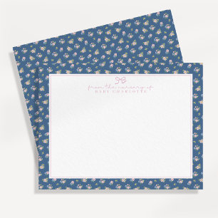Tarjeta de nota floral dulce de la marina para el