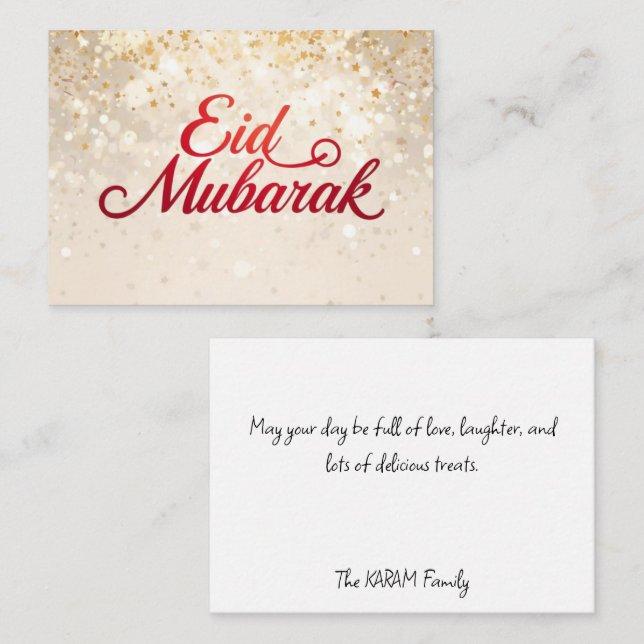 Tarjeta de nota floral Eid Mubarak (Anverso / Reverso)