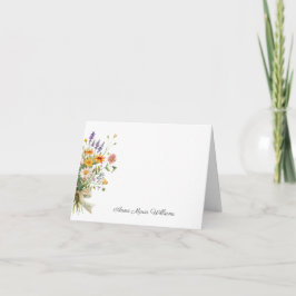 Tarjeta de nota floral elegante acuarela