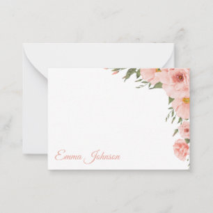Tarjeta de nota floral elegante con rosa personali