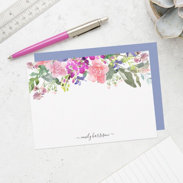 Tarjeta de nota floral elegante personalizada de a (Subido por el creador)