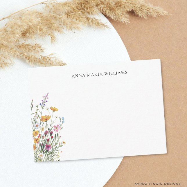 Tarjeta de nota floral elegante y personalizada (Card is shown in 3.5 by 2.5 inches. Choose size, paper and corner style.)