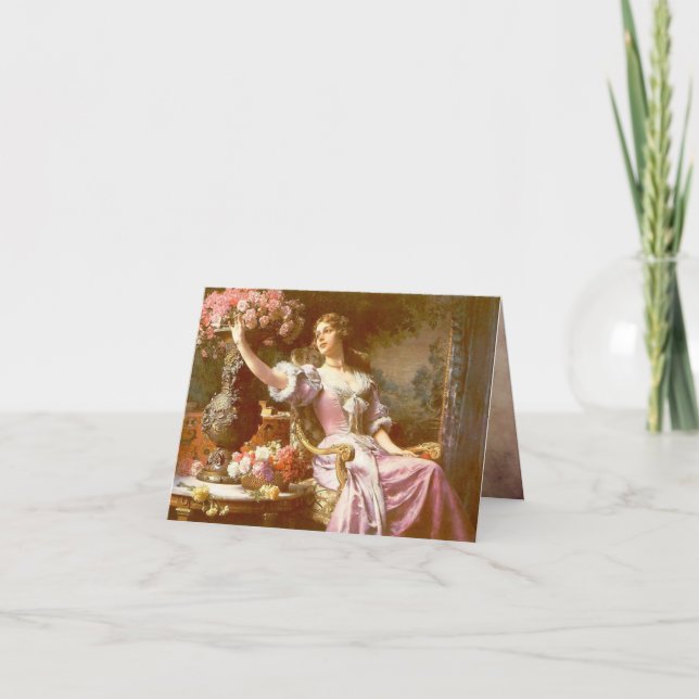 Tarjeta de nota floral elegante y rosa de la Señor (Anverso)