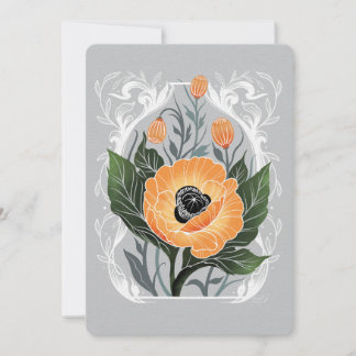 Tarjeta de nota floral en blanco con Naranjas