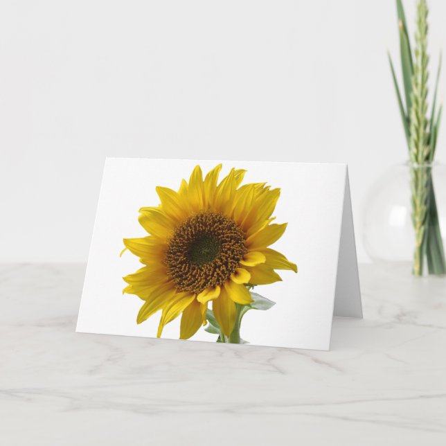 Tarjeta de nota floral en blanco de girasol (Anverso)