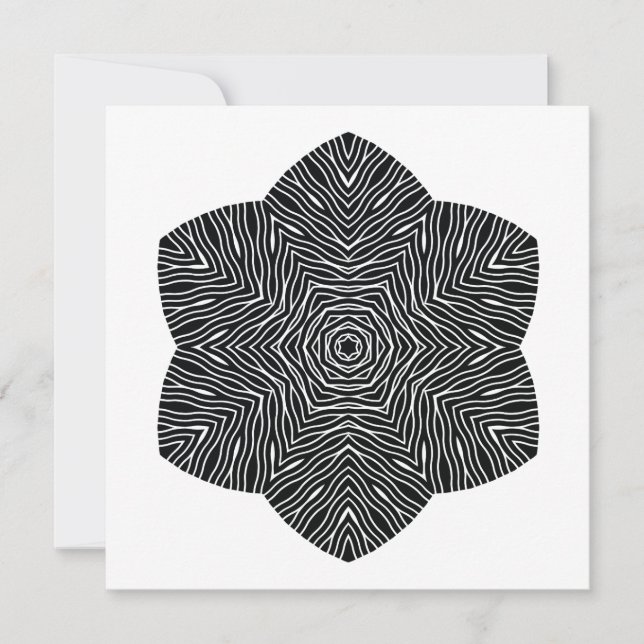 Tarjeta de nota floral en flor en blanco y negro (Anverso)