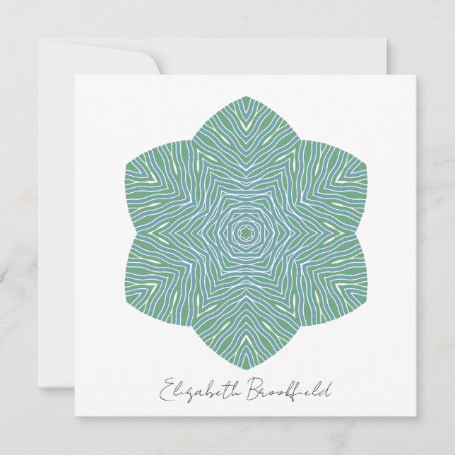 Tarjeta de nota floral floreciente en verde turque (Anverso)