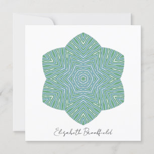 Tarjeta de nota floral floreciente en verde turque