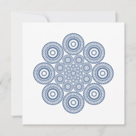 Tarjeta de nota floral geométrica en azul