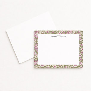 Tarjeta de nota floral inspirada en bloque a mano 