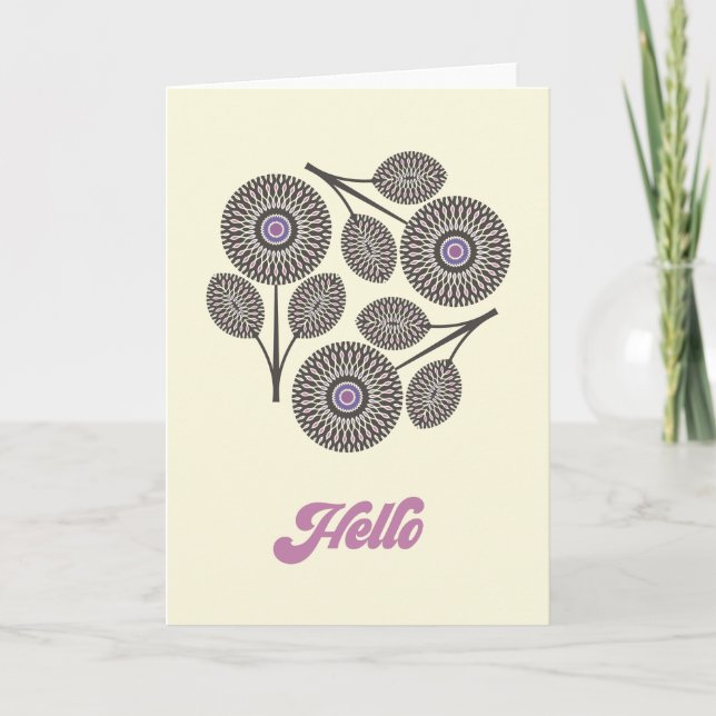 Tarjeta de nota floral moderna de mediados de sigl (Anverso)